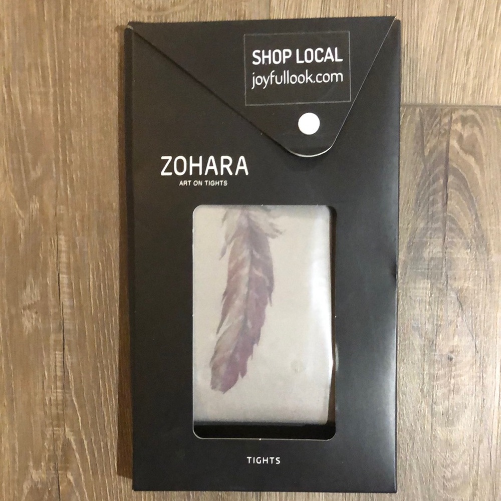 NWT - ZOHARA Joyfullook Art on Tights - Sexy Feather Design